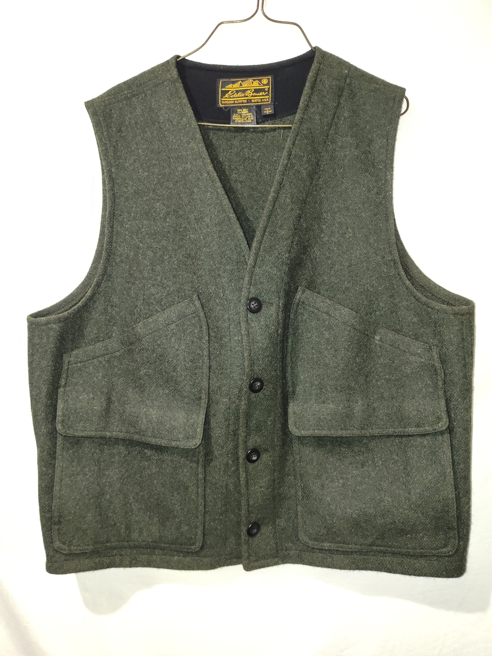 Olive Green Wool Hunting Vest - Eddie Bauer